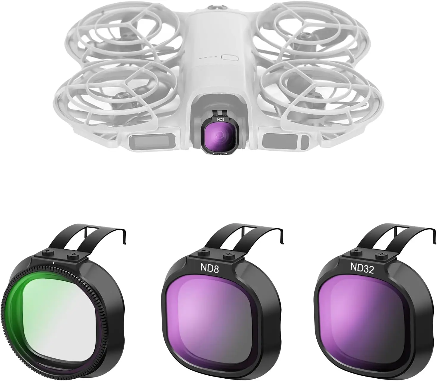 NEEWER UV + CPL + ND-filterset, neutrale dichtheid (ND8/16/32/64) circulair polariserende filterpolarisator alleen voor DJI NEO 2,