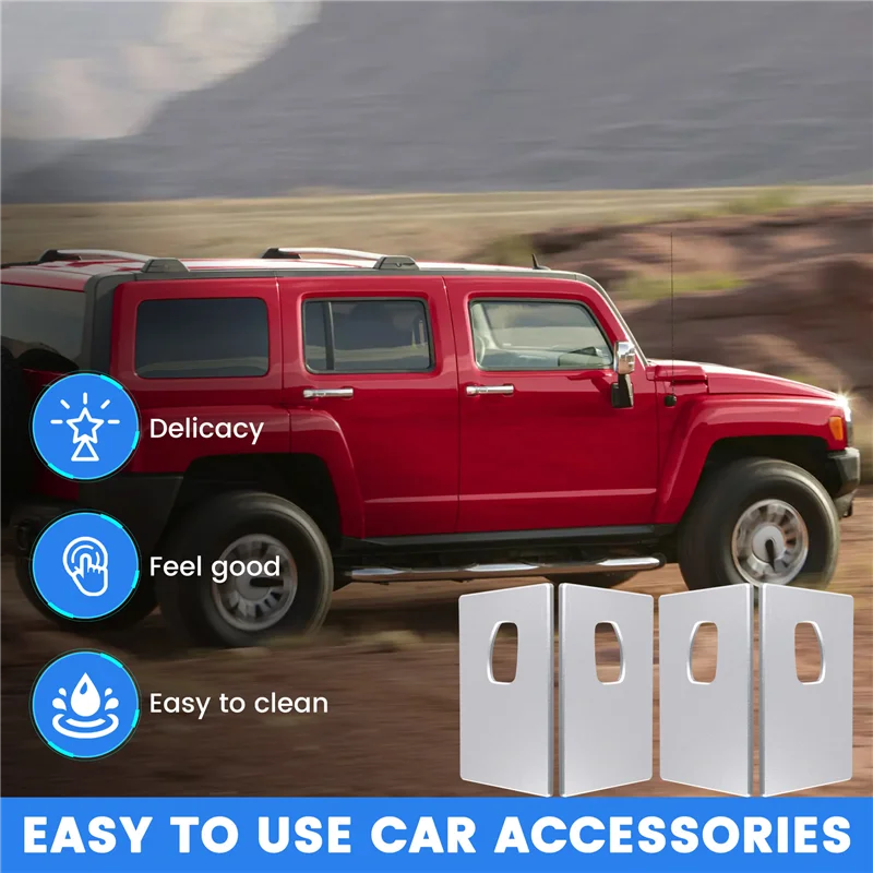 

A58X-Aluminum Chrome Billet Interior Door Handles Cover Trim, Anti-Scratch Plates For Hummer H2 SUV SUT 2003-2007