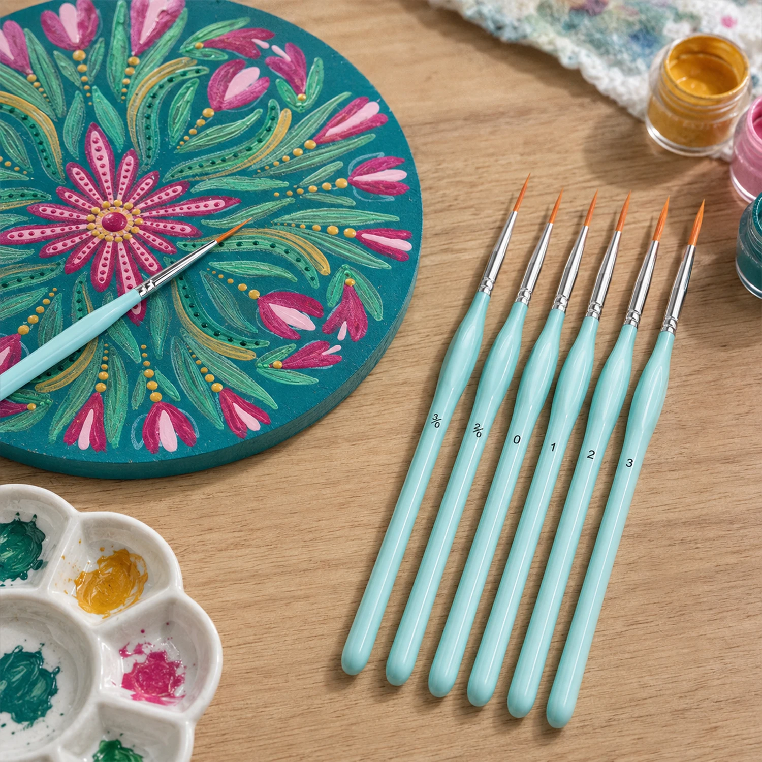 Detailing Brush Set - 6-teiliges Rigger-Pinselset, Feinspitzen-Detailpinsel, Dünnspitzenpinsel für Mandala-Malerei,