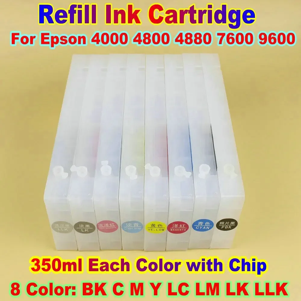 Cartucho Vazio com Kit de Chip para Epson Stylus Pro 7600 9600, Cartucho de Tinta Recarregável para Impressora Epson 4800 4880