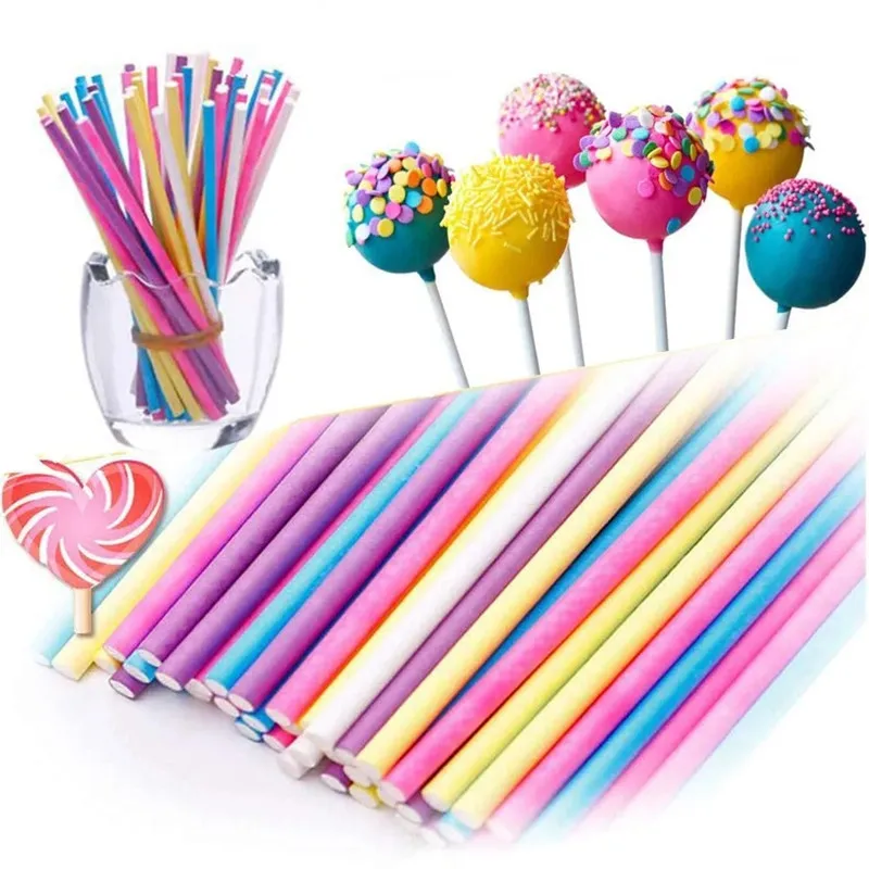 

3.9Inch / 5.9Inch Colorful Paper Lollipop Sticks Solid Sucker Stick for Lollipops Cookies Cake Pops Candies and Chocolates