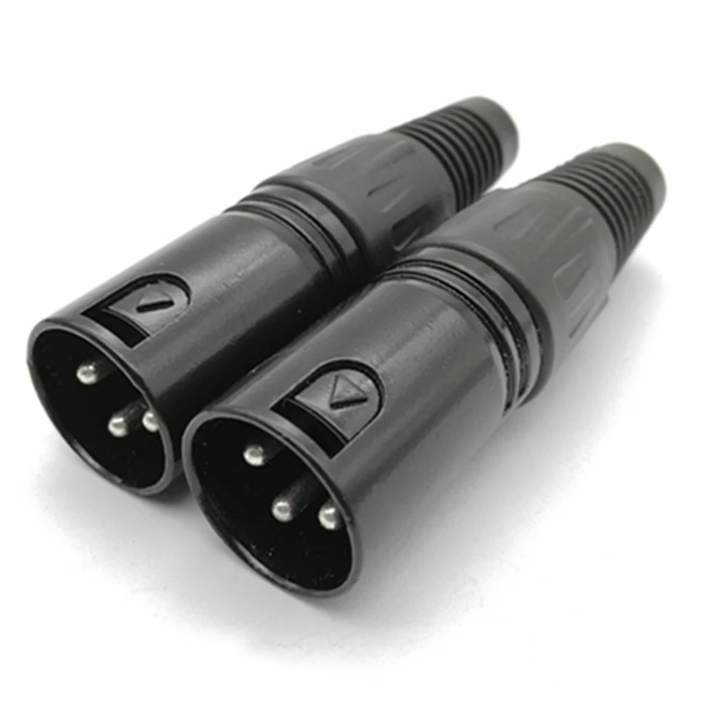 

5pcs Male Black 3Pin Xlr Connector Three-Core Microphone Plug For Audio Cable Extension Compatible With Amplifier Ktv Sound