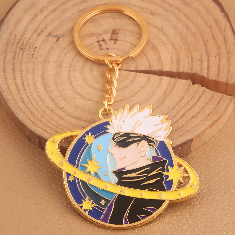 Anime Jujutsu War Enamel Keychain Cartoon Satoru Gojo Decoration Keyring Pendant For Anime Fans Cosplay Jewelry Accessories Gift