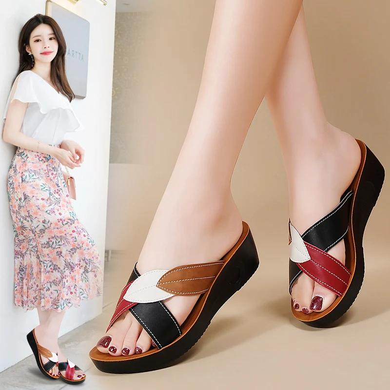 Summer Women Wedge Sandals Premium Orthopedic Open Toe Sandals Vintage Anti-slip Leather Casual Female National style Shoes