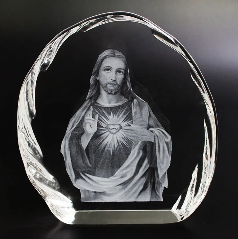 TOP GOOD TOP efficacious Talisman Christianity Jesus Christ Sacred Heart 3D Crystal statue sculpture