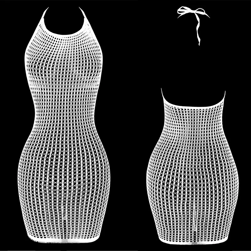 1PC Women Sexy Fishnet Cover Up Without Bikini Hollow Out See Through Bodycon Dress Beachwear Summer Women\'s Swimwear DS140