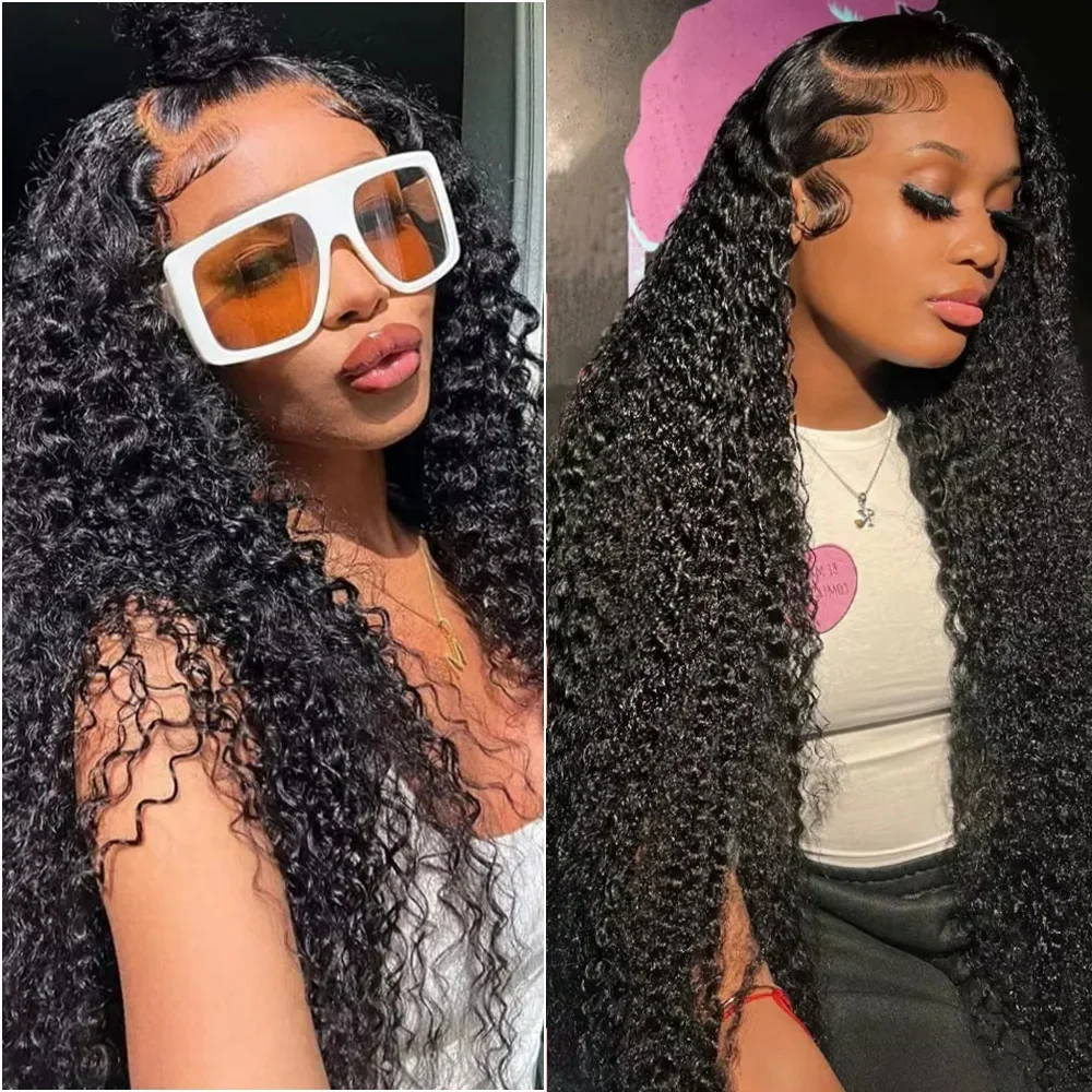 Perruque Lace Front Wig 360 naturelle bouclée, cheveux humains, Deep Wave, 5x5, 13x6 HD, sans colle, pour femmes africaines