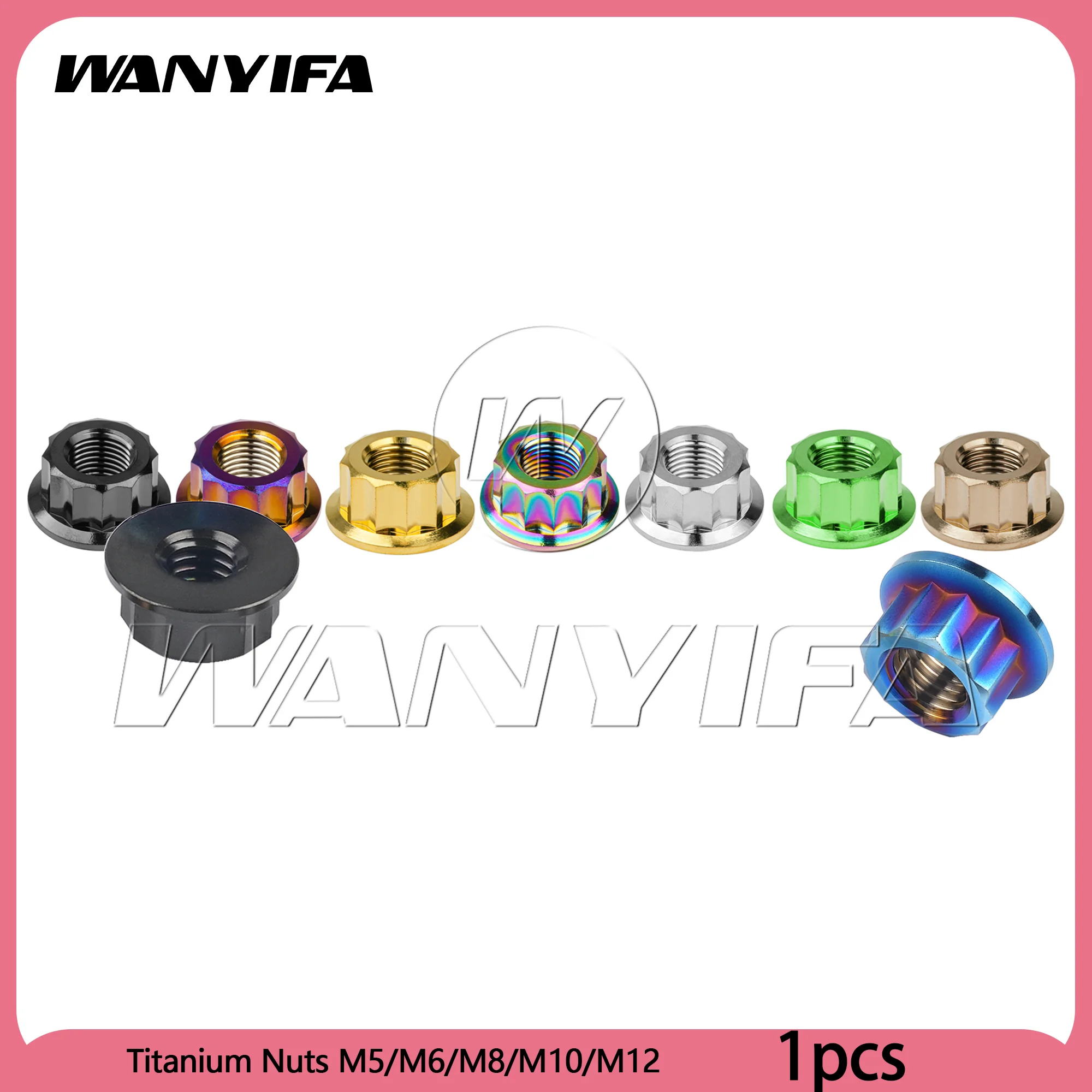 Wanyifa  Titanium Nut  M5/M6/M8/M10/M12 CNC External 12 Point Flange Nuts for Motorcycle Bike Car Rear Axle Fasteners