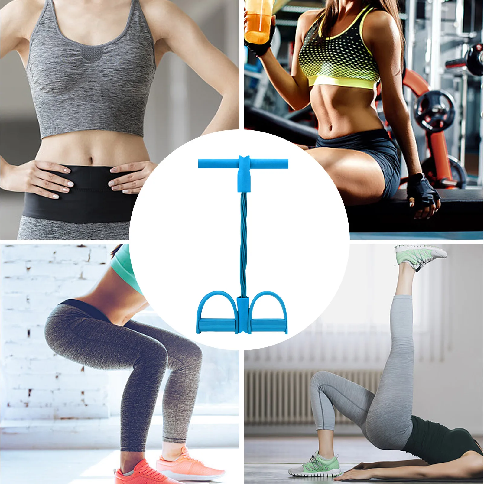 Multifunction Pedal Resistance Rope, Elastic Foam Handle, Fit for Home, Hotel, Room Use