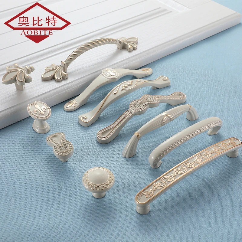 Handle European Ivory White Drawer Handle Surface Mounted Wardrobe Door Handle Modern Simple Cabinet Cabinet Door Cabinet Hardwa