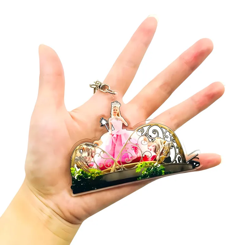 6 accesorios de llavero de bruja mágica Glinda Efba, regalo de Navidad decorativo acrílico para hombres y mujeres