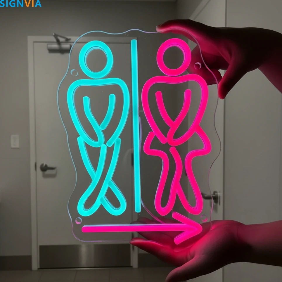 Toilet LED Neon Sign – USB Dimmable, Wall Mounted with Clear Visibility, Suitable for Shopping Malls, Shops & Public Toilets