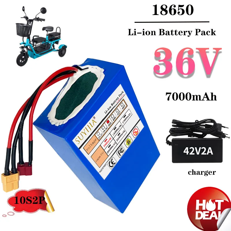 Premium 36V 10S2P 7000mAh 18650 Battery | Reliable High Energy Density Pack for Power Tool Scooters and More