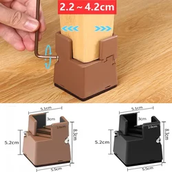 Móveis ajustáveis Leg Risers, Almofadas de perna da cadeira com braçadeira de parafuso, Heavy Duty Square, Round, Table, Bed Foot Risers, 52mm, 102mm