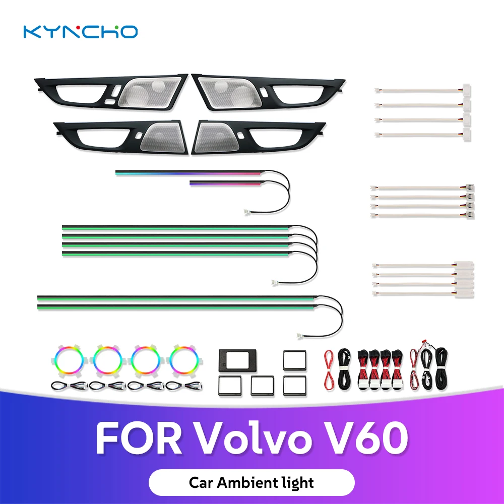 For Volvo V60 S60 Smart Dimmable LED Ambient Lighting Upgrade Fit for Interior Neon Flowing Symphony Car Light Emitting Diode