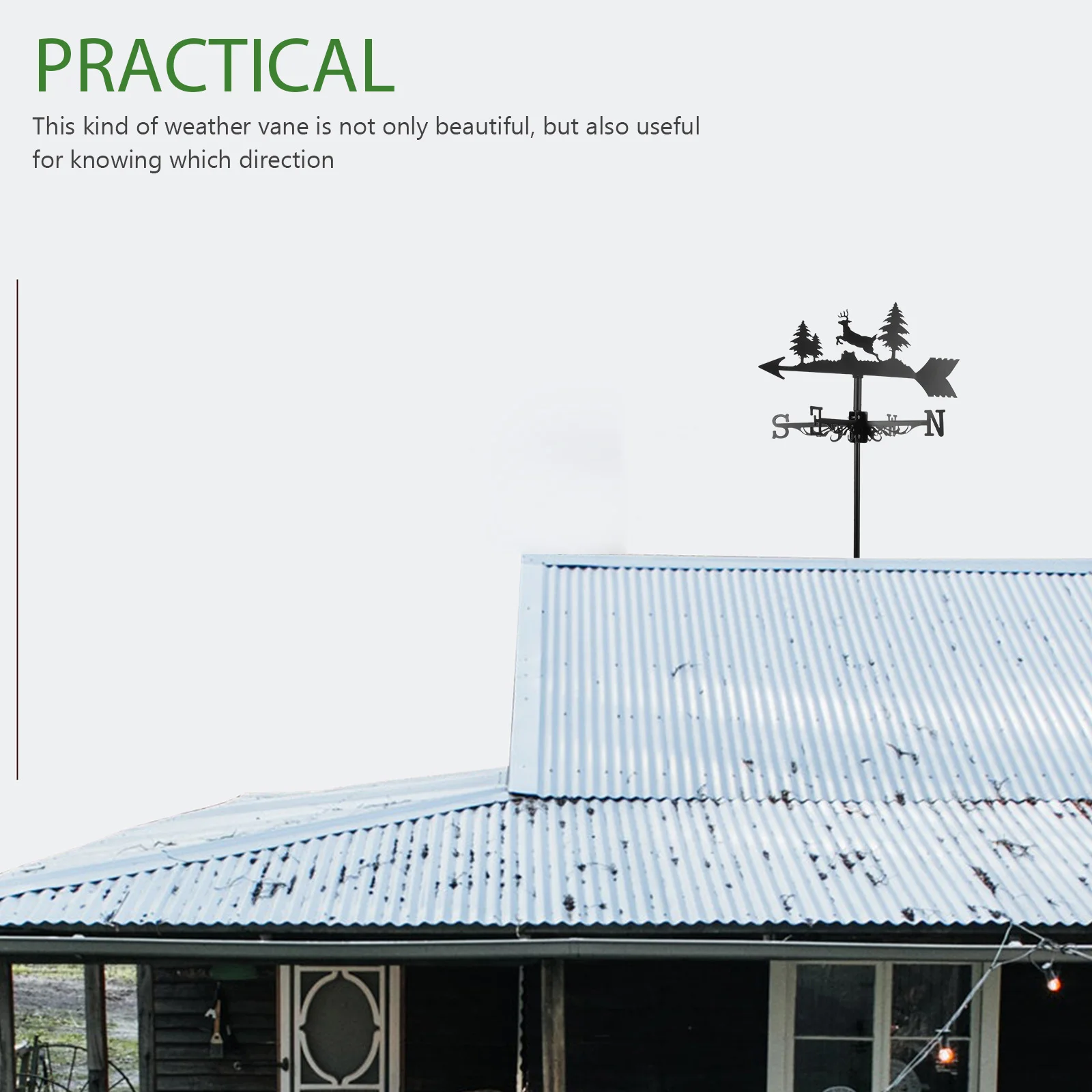 

Deer Weather Vane Black Wind Indicator Outdoor Decor Durable Iron Running Shape Yard Ornament Metal Vane Direction Marker