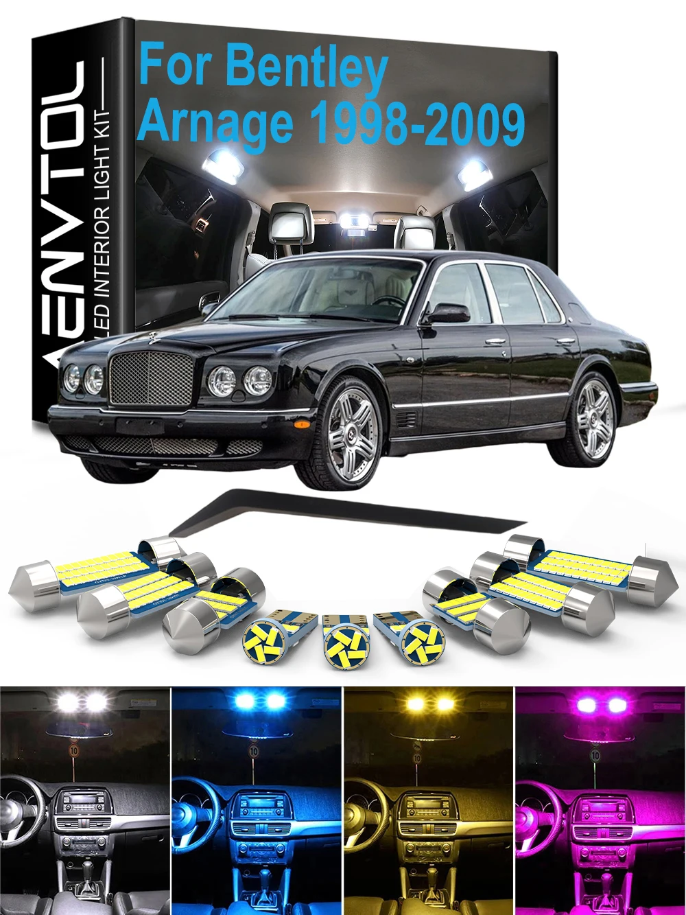 For Bentley Arnage 1998- 2001 2002 2003 2004 2005 2006 2007 2008 2009, 23Pcs LED Bulb Interior Dome Reading Door Trunk Light Kit