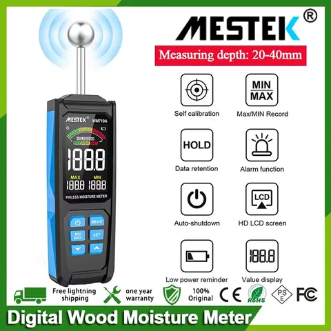 Digital Wood Moisture Meter Non-contact Hygrometer Timber Damp Detector LCD Screen Wall Floor Humidity Tester Moisture Detector