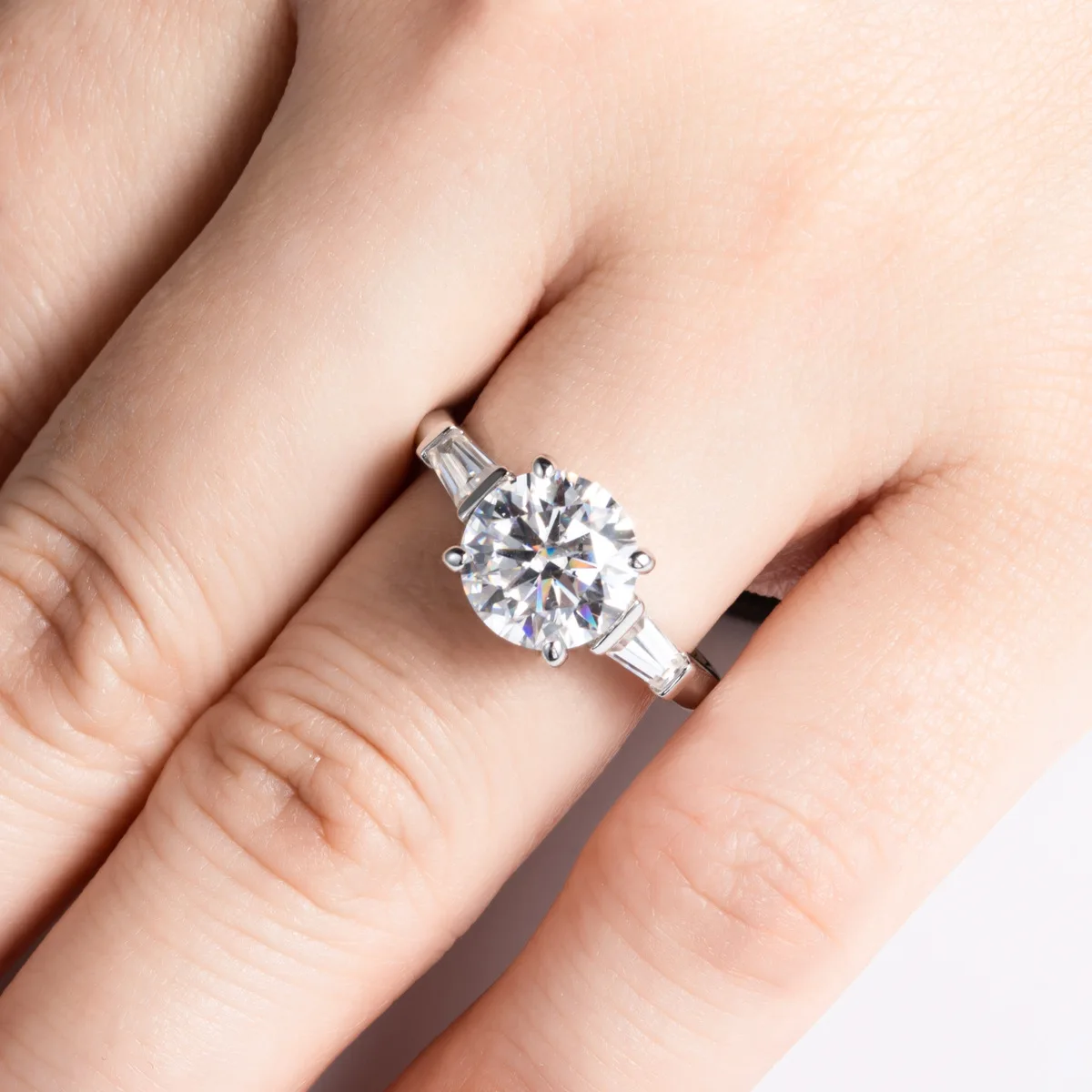 Carnica 9mm 3CT Stone Real Moissanite Ring for Women S925 Sterling Silver Sparkling Wedding Band Jewelry GRA D Color Diamond Hot