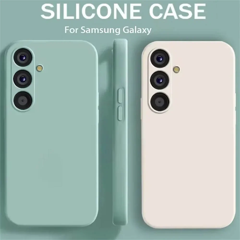 Zarte flüssige Silikon-weiche Handyhüllen für S25 Ultra S23 S24 FE für Samsung Galaxy S23 S24 Plus Kameraobjektiv-Schutzhülle
