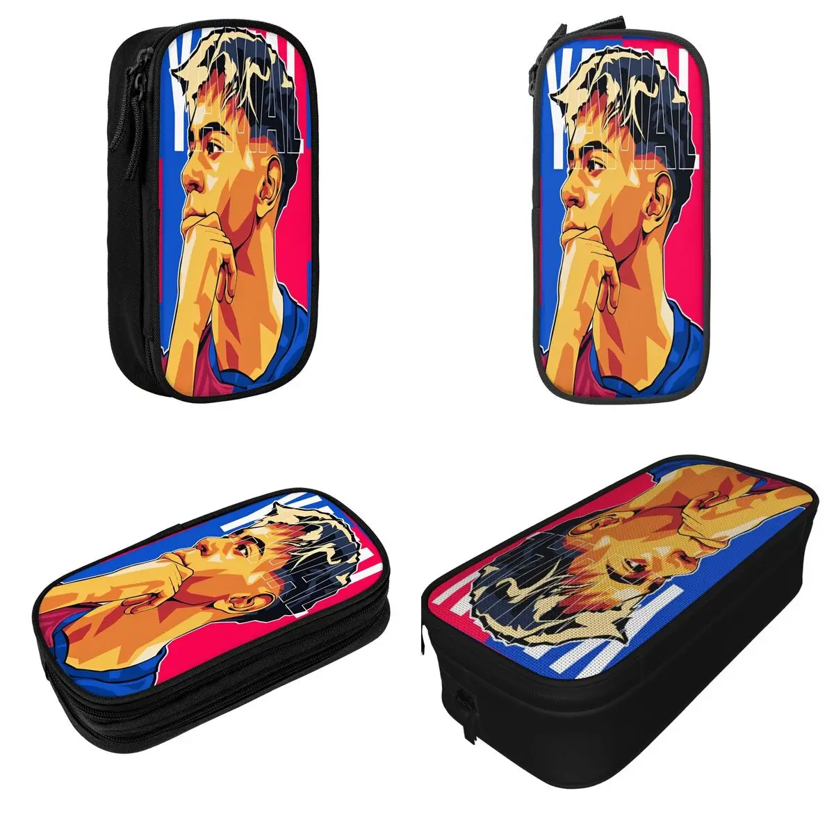 Creative Oil Painting Version Lamine Y-Yamal Pencil Cases Pencil Box Pen Large Storage Bag Students School Zipper Stationery