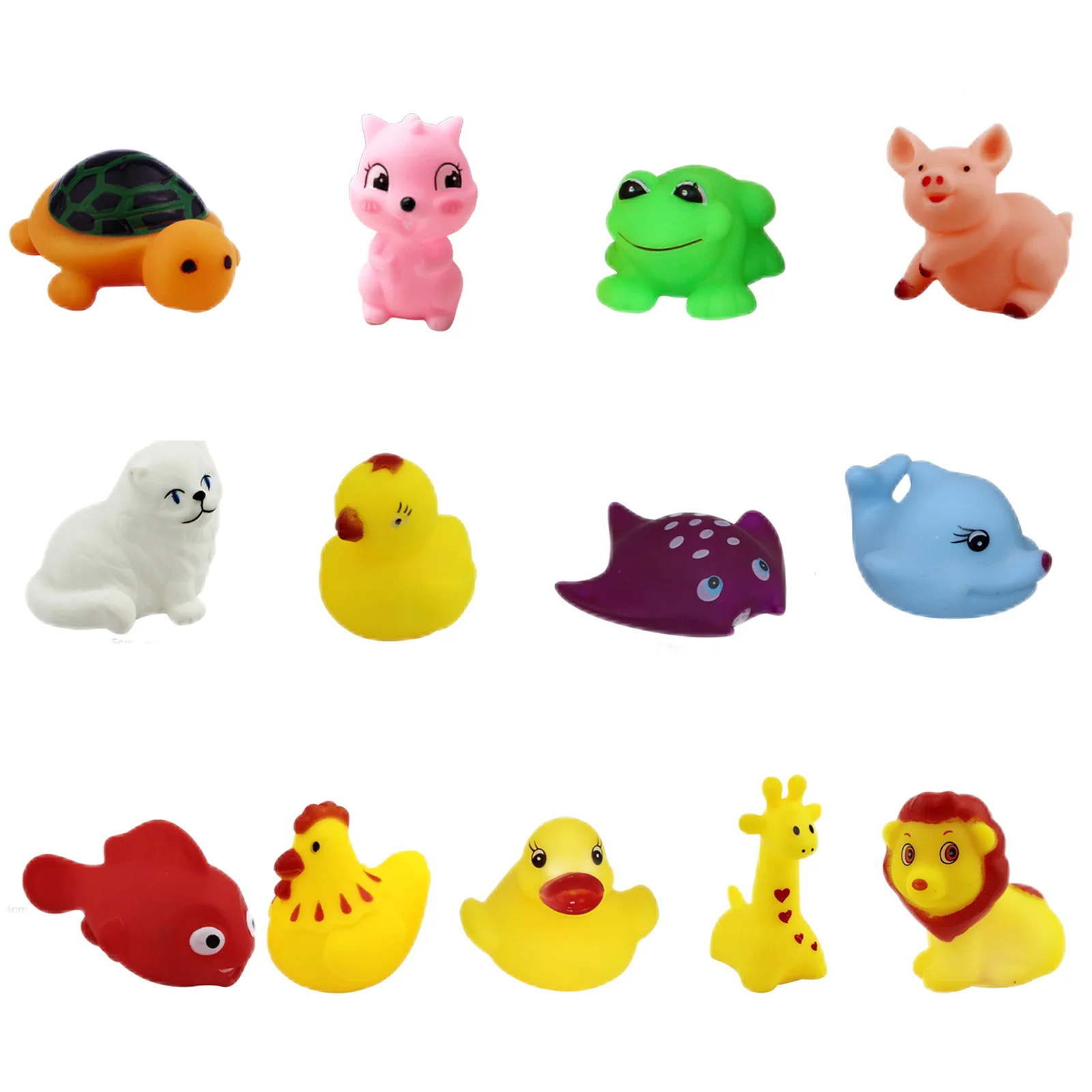 13pcs Baby Bath Toys Kids Cute Animals Pinching Toys Play Water Bathtub Funny Cartoon Squeaky Vocal Animals Toy Bathroom Shower