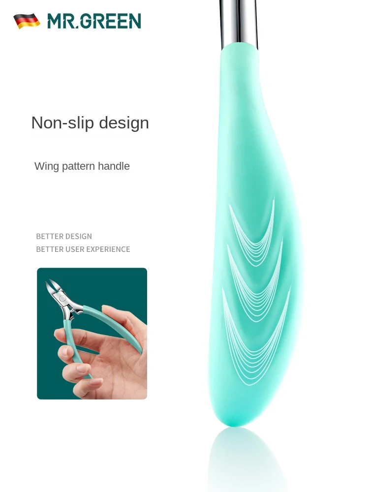 MR.สีเขียวเล็บเครื่องมือสแตนเลสสตีลหนา Toenails คุด Cuticle Nipper Trimmer Plier กรรไกรเล็บ Clippers