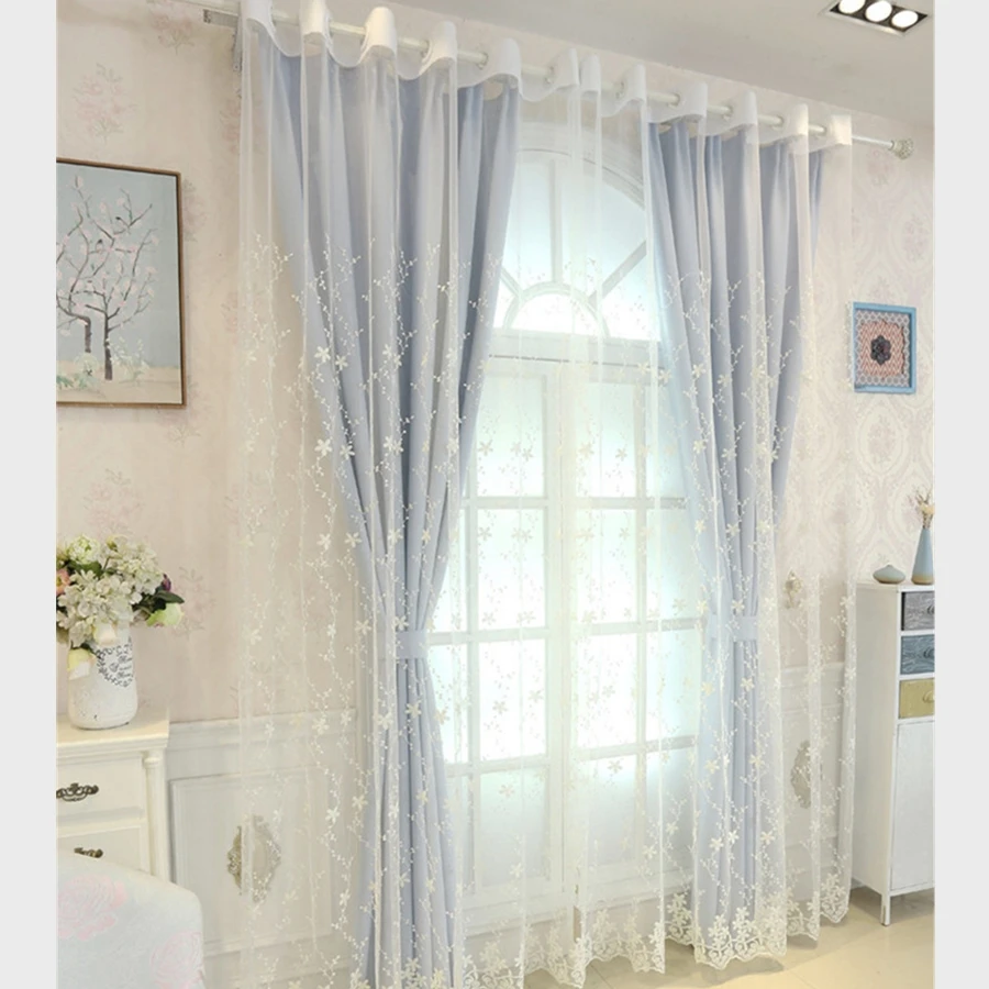 Korean pastoral pink blackout Princess curtains for girls kids Living room bedroom windows treatment sheer tulle romantic screen