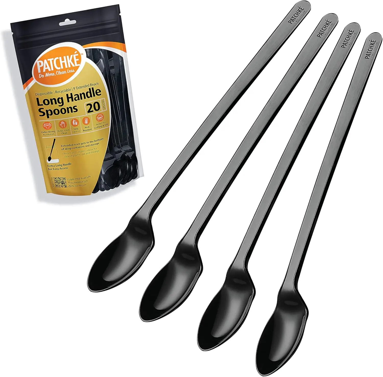 

9-Inch Heavy-Duty Plastic Spoons for Stirring, Coffee, Milkshakes & More - Durable Long Handle Design (20-Pack)