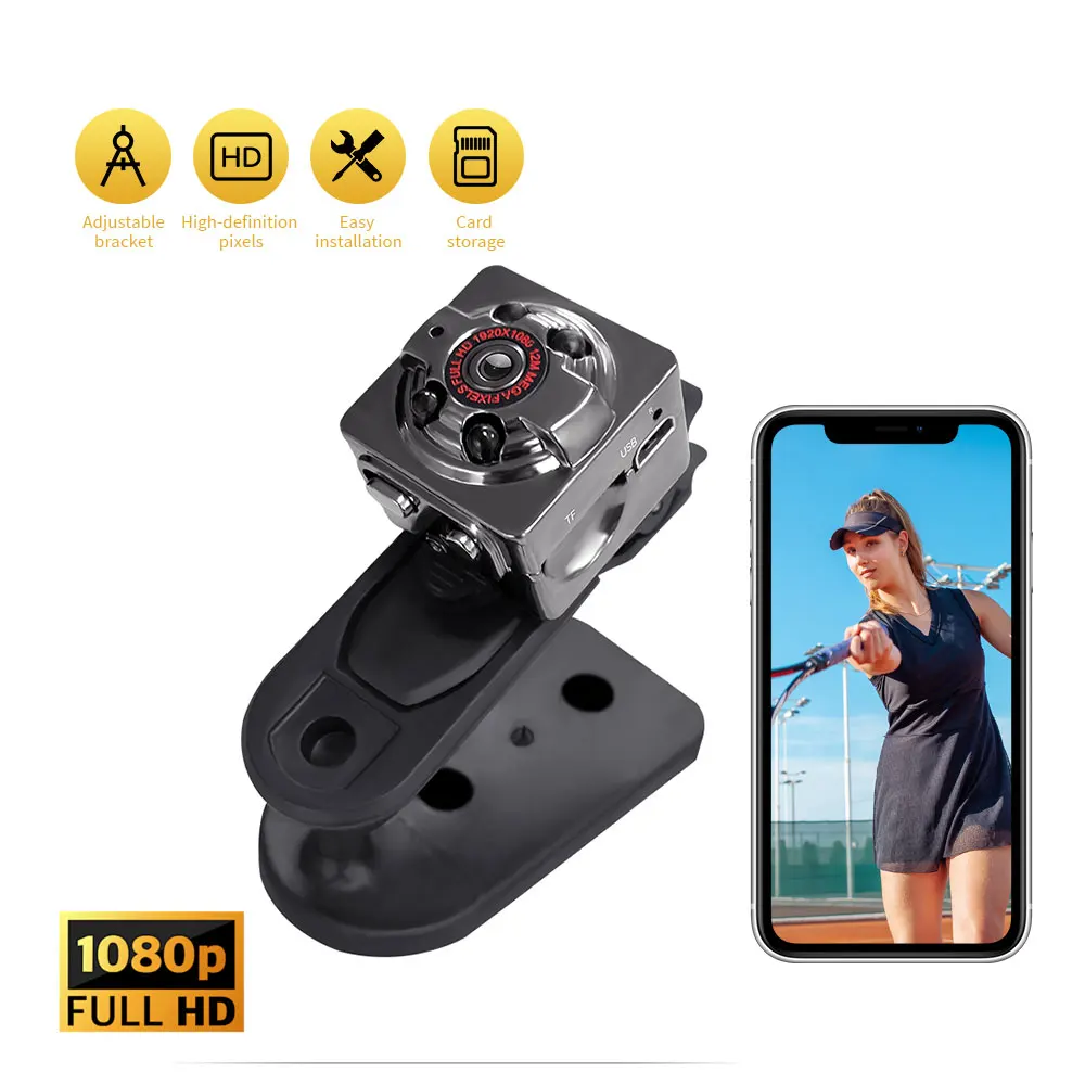 كاميرا صغيرة HD 1080P سجل مراقبة كاميرات الفيديو البسيطة للرؤية الليلية الرياضة فيديو حماية المراقبة عن بعد كاميرا المنزل الذكي