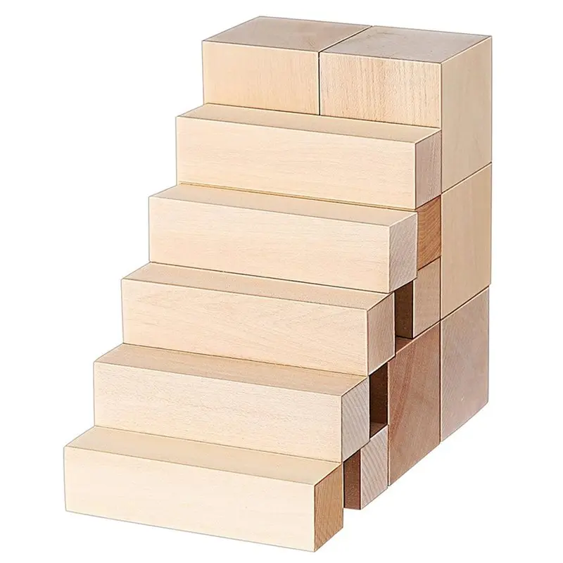 

Premium-Basswood For DIY Art Projects Carving Blocks:13 Piece Blank Soft Wood Whittling Kit For Crafting