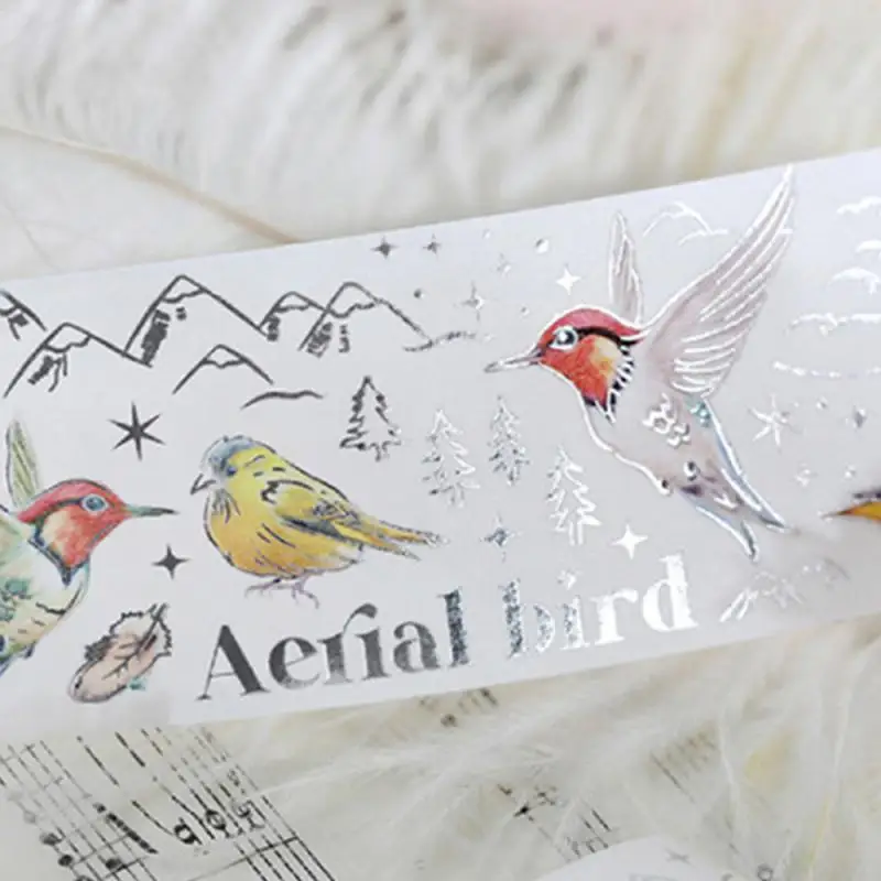 Vintage Feathers Flowers Bird Masking Washi Tape Retro Ins Decorative Adhesive Material Sticker Label Scrapbooking