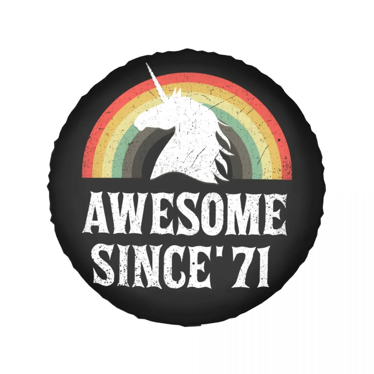 Unicorn Awesome Since 1971 Spare Tire Cover Case Bag Pouch Birthday Wheel Covers for Mitsubishi Pajero 14