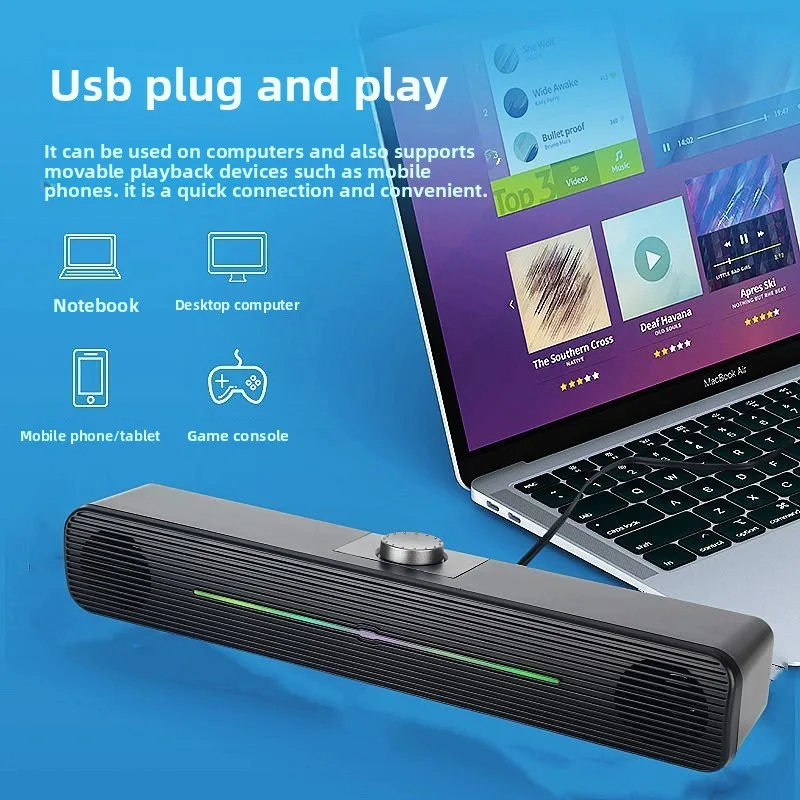 

Cross-border E-1407 Computer Audio Desktop Notebook Luminous Speaker Subwoofer USB Multimedia