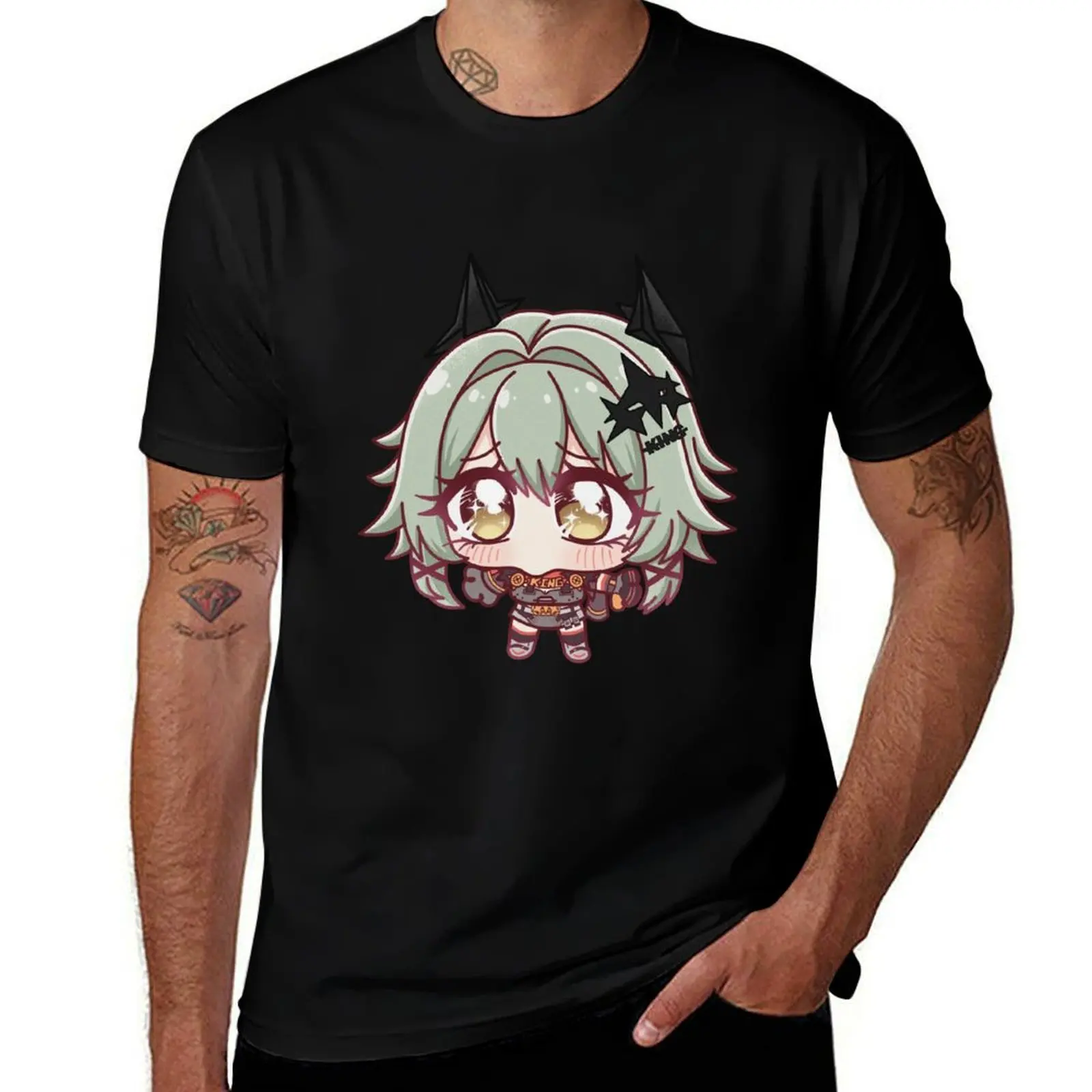 

Caesar King Zenless Zone Zero ZZZ Chibi anime Uppies meme T-Shirt designer shirts rapper graphic tees customs clothes for men