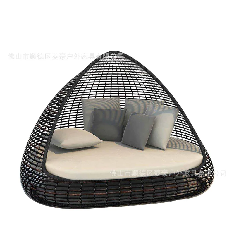 

Outdoor Lying Bed Vine Weaving Split Bird Cage Nordic Club Hotel Furniture Outdoor Swimming Pool Beach Leisure Vine Bed