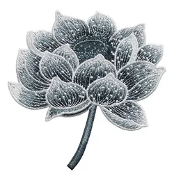 Lotus Embroidery Sew on Patches, DIY Creative Decoration for Clothing Bag Cartoon Colorful Flower Stickers