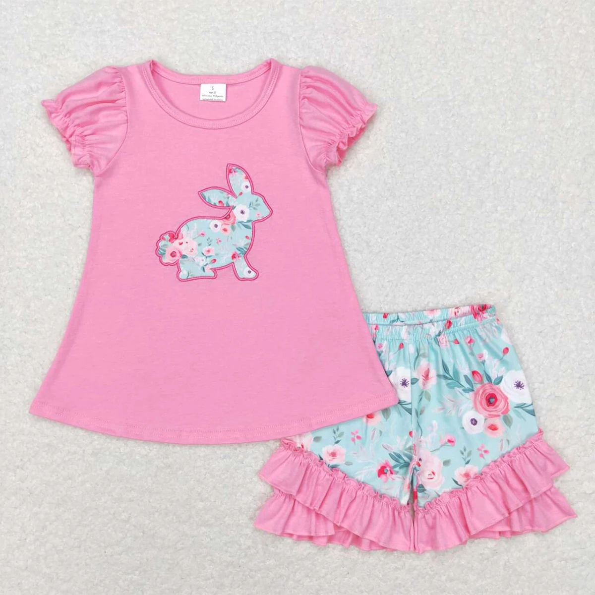 

Wholesale Kids Easter Set Clothing Toddler Baby Girl Boy Short Sleeves Embroidery Rabbit Shirt Plaid Shorts Children Outfit
