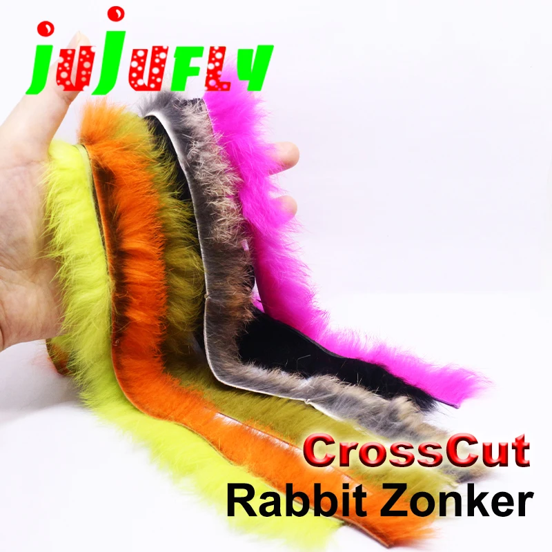 

Jujufly 2 meters fly tying cross cut rabbit zonker strips genuine rabbit hair fur streamer fly body wrapping fly tying materials