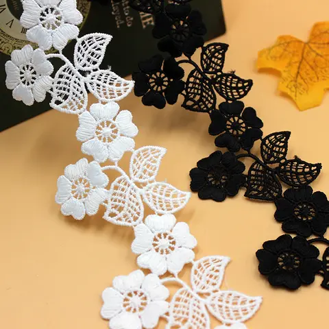 2Yards/lot 7cm width White Water Soluble appliques Diy Clothes Lace Trims Handmade Sewing lace accessories Wedding Party Dress