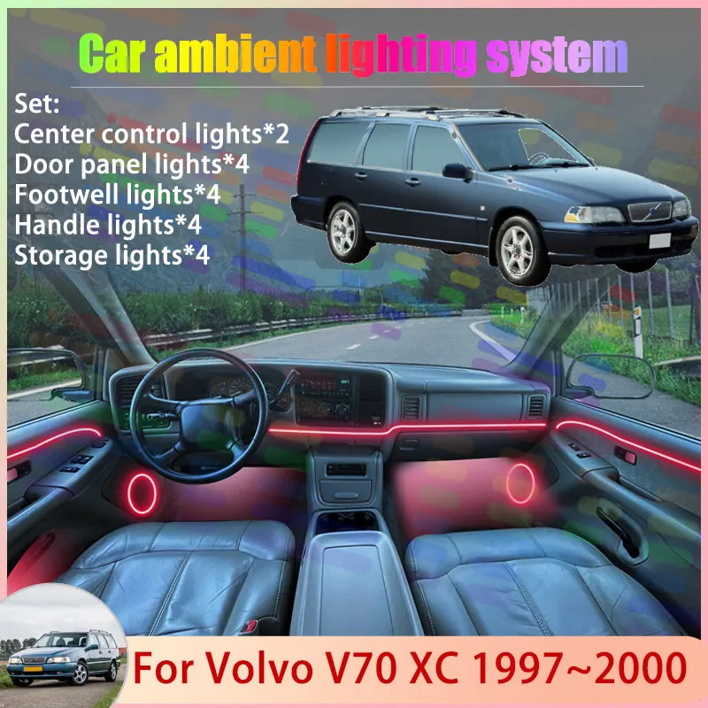 

For Volvo V70 XC MK1 1th 1Gen 1997~2000 1998 1999 2/18 in 1 Car Atmosphere Light Lamp RGB Shade Ensemble Streamer Atmosphere Set