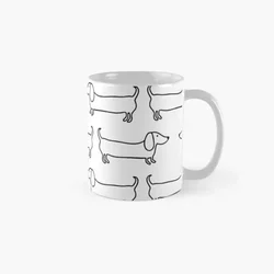 Dachshund In Black White Classic  Mug Handle Round Cup Picture Drinkware Photo Design Coffee Printed Simple Gifts Image Tea