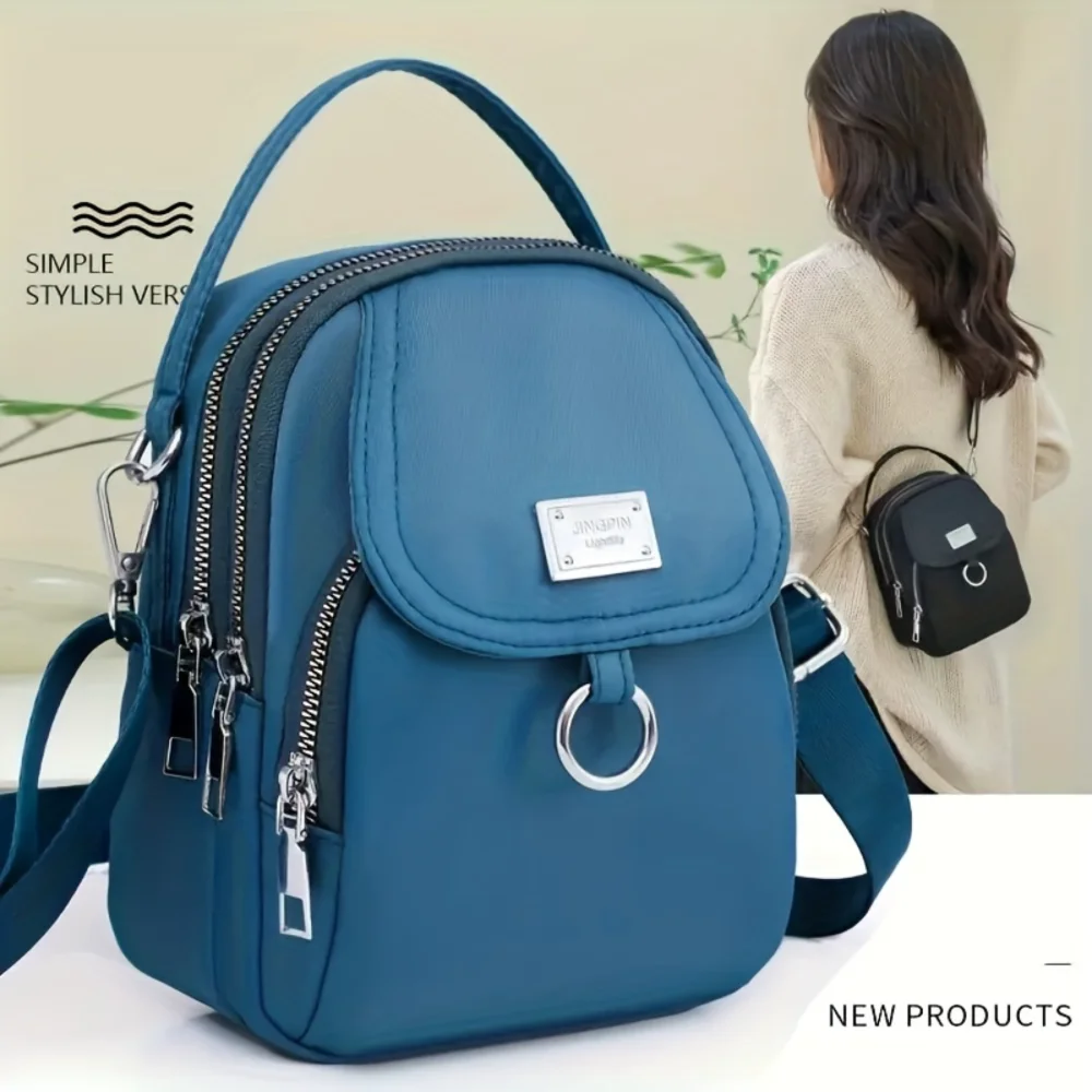 

Mini Solid Color Crossbody Bag, Casual Multi Zipper Shoulder Bag With Top Handle - Chic and Functional Accessory