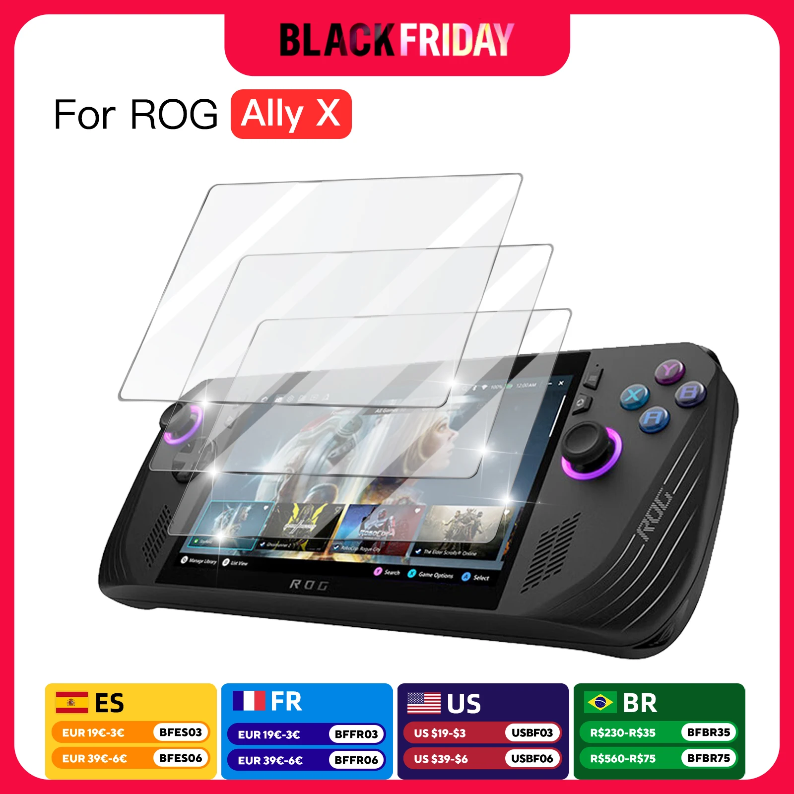 Tempered Glass for Asus ROG Ally X Anti-scratch Screen Protector Film for ROG Ally X HD Protector Film Protective Accessories