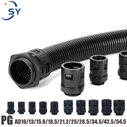 50pcs/100pcs Corrugated Pipe Joint  Plastic Hose Tube Connecto Bellows JointAD10-PG7AD54.5-PG48 Cable Gland Nylon Joint