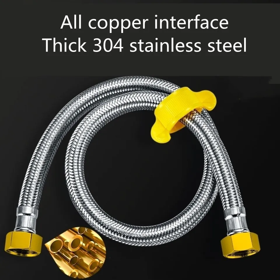 

304 Stainless Steel Metal Cold and Hot Water Inlet Hose Water Pipe Toilet Heater High Pressure Connecting Pipe 4 Sub Household