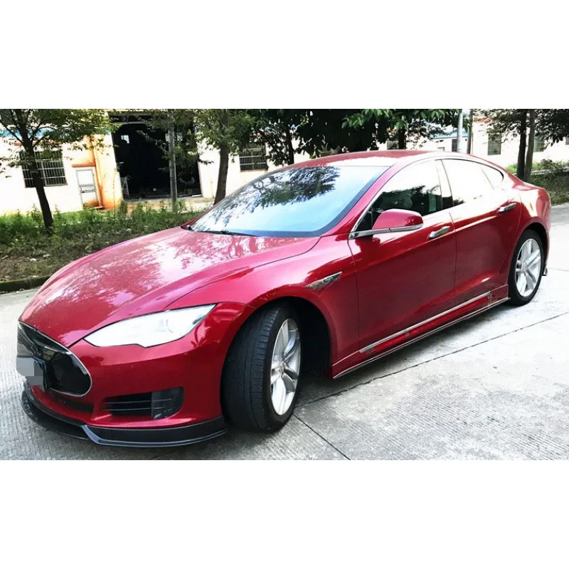 For Tesla Model S 2014-2016 R Style Carbon Fiber Front Bumper Lip Body Kit