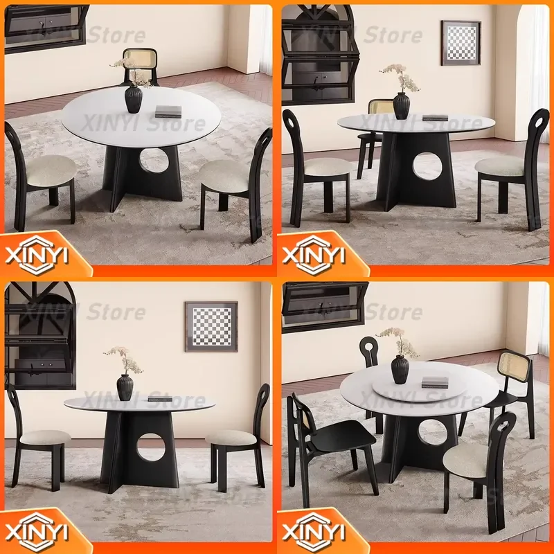 Rectangle Dining Table and Chairs Set for Italian Modern Simple Style Dining Room Light Luxury Wood Dining Table for Home