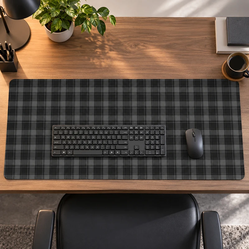 Mouse Pad Black Grey Gingham Plaid Gaming XL Large HD Computer Mousepad XXL Mouse Mat Natural Rubber Soft Non-Slip Mouse Mats