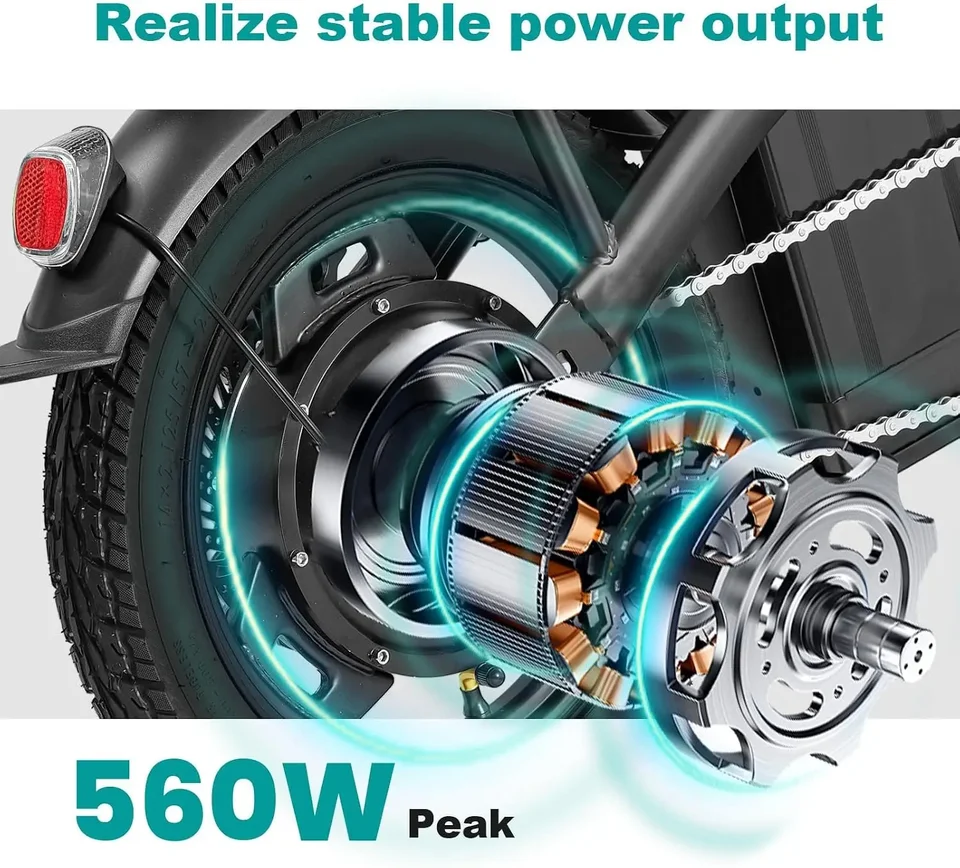 Electric Bike for Adults and Teens, 560-740W Motor, 20-25MPH Compact Commuter Folding Ebike, 32 Miles Range, 48V 10Ah Battery, 3 image 3